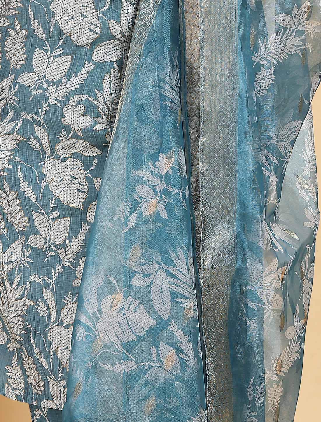 Sky Blue Ethnic Premium Lichi Export Quality Hand Work Kurta Sets
