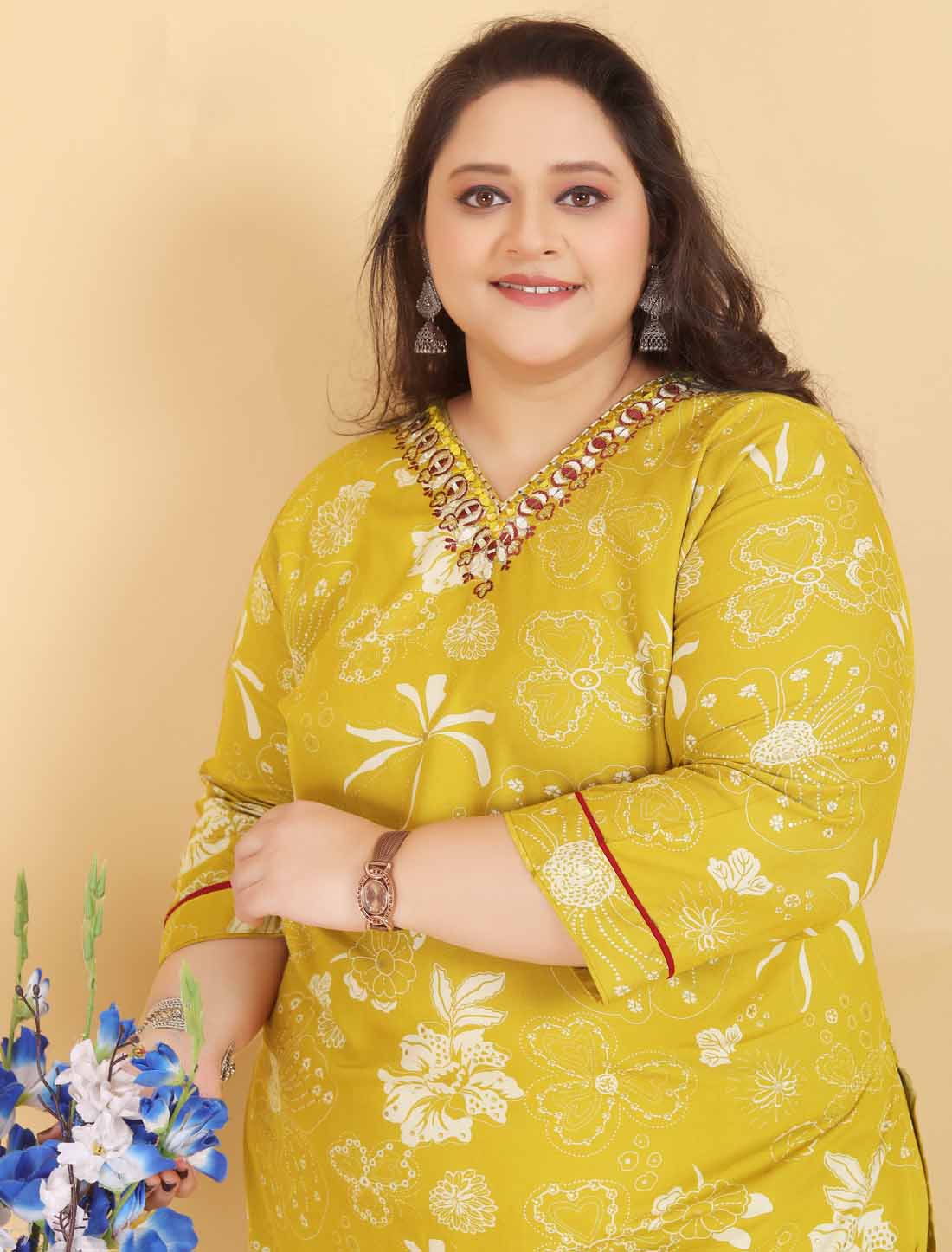 Lemon Green Ethnic Premium Rayon Export Quality Hand Work Kurta Sets