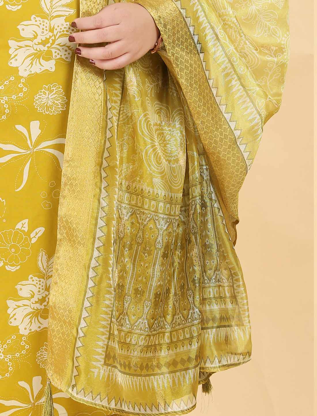 Lemon Green Ethnic Premium Rayon Export Quality Hand Work Kurta Sets