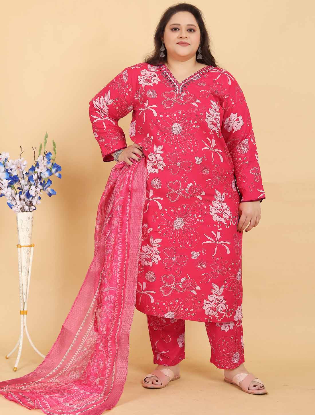 Pink Ethnic Premium Rayon Export Quality Hand Work Kurta Sets