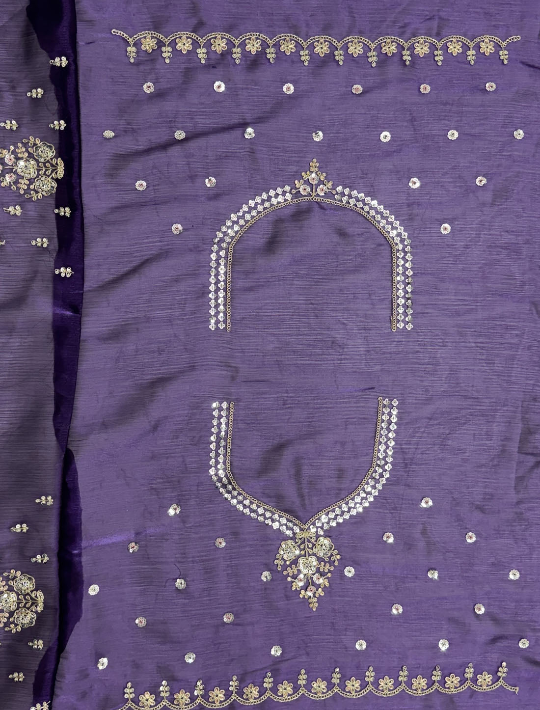 Purple Satin Ethnic Crystal Handwork Dori Embroidery Lehenga Choli