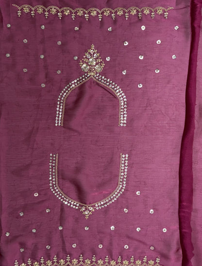 Maroon Satin Crystal Handwork Dori Embroidery Ethnic Lehenga Choli