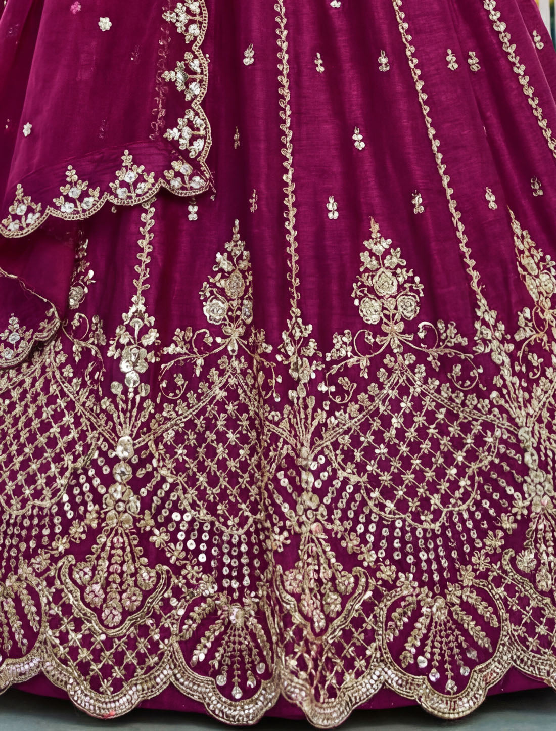 Maroon Satin Crystal Handwork Dori Embroidery Ethnic Lehenga Choli