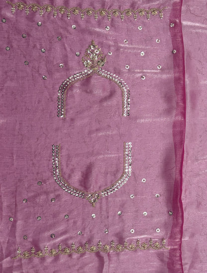 Pink Satin Ethnic Crystal Handwork Dori Embroidery Lehenga Choli