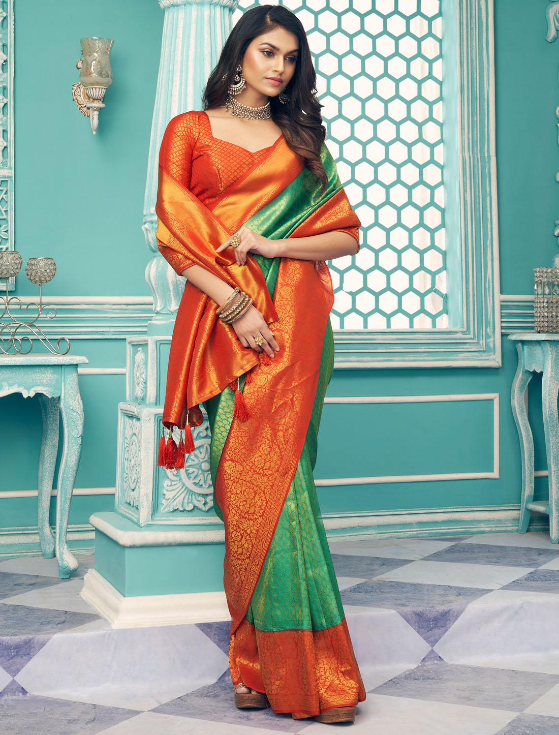 Harmony in Hues Women Softy Kubera Pattu with Chaap Dying Saree