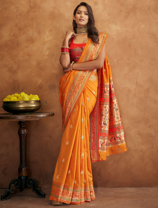 Golden Threads Soft Silk With Banarasi Saree for Women