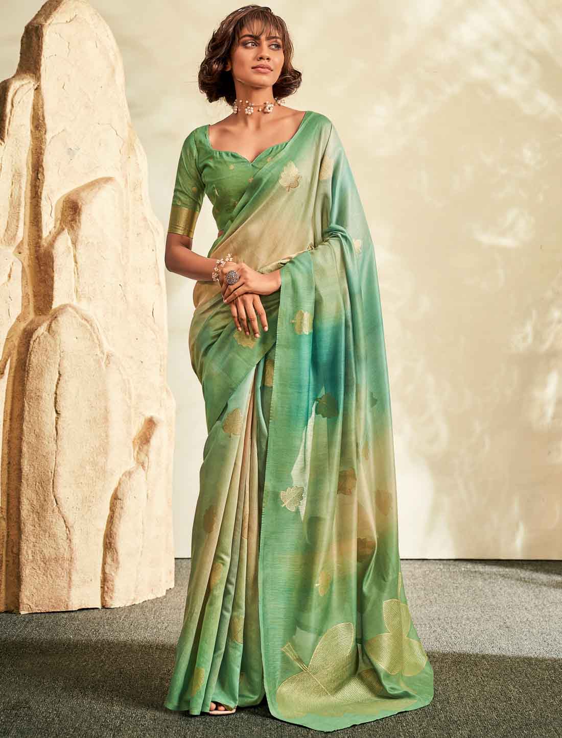 Handloom Ethnic Khadi Shaded Printed Saree