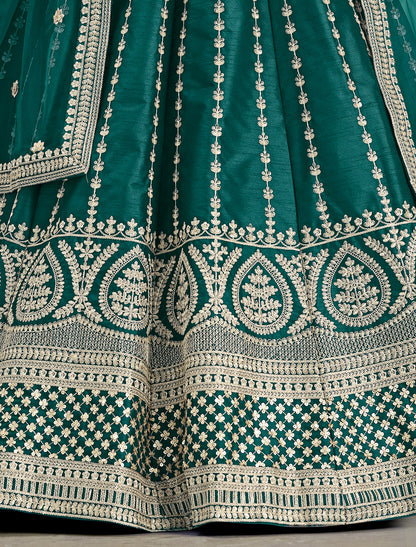 Green Ethnic Wedding Art Silk Lehenga Choli For Women