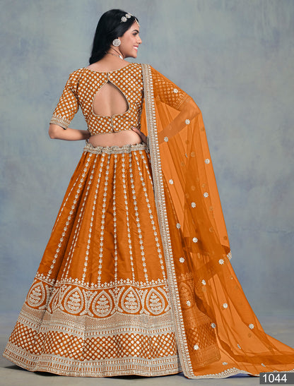 Orange Ethnic Wedding Lehenga Choli For Women
