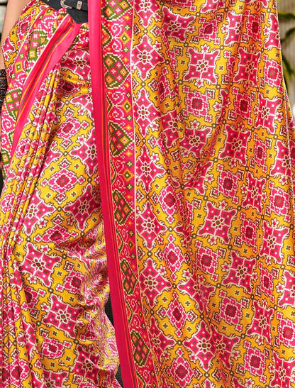 Ethnic Pure Tusser UnStitched Patola Print Saree