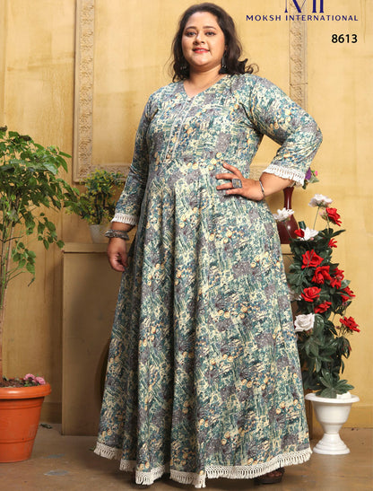 Light Blue Big Size Fashion Trends Premium Rayon Long Kurti For Women