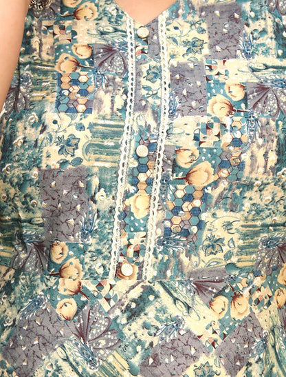 Light Blue Big Size Fashion Trends Premium Rayon Long Kurti For Women