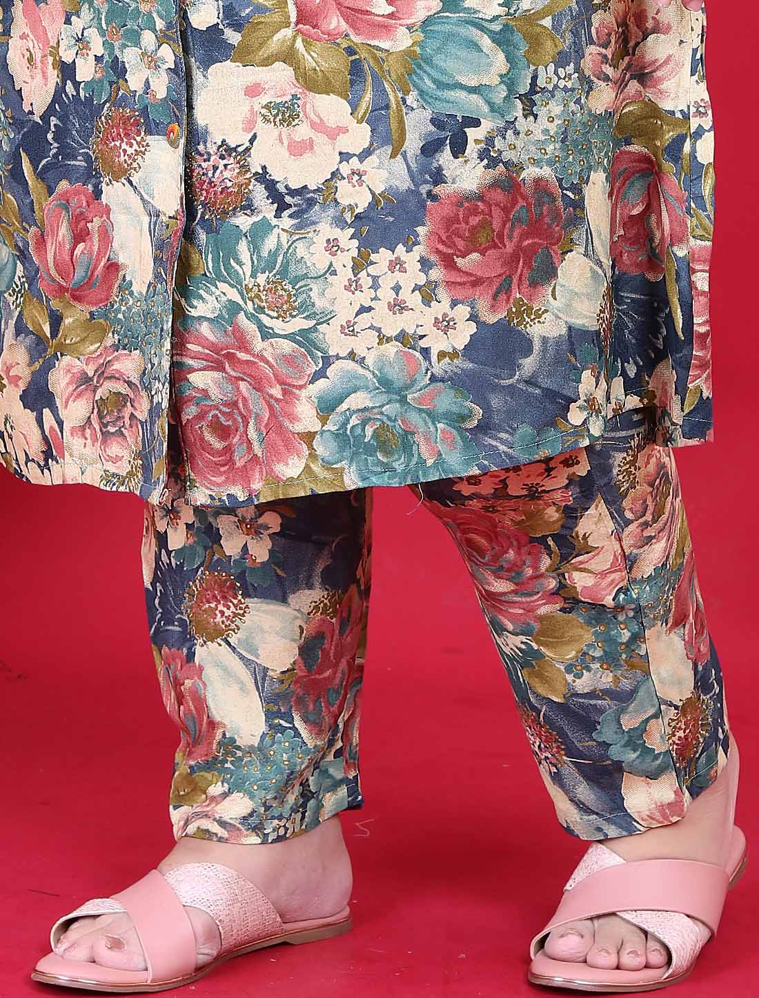 Teal Blue Premium Rayon Exoprt Quality Ethnic Co-ord Sets