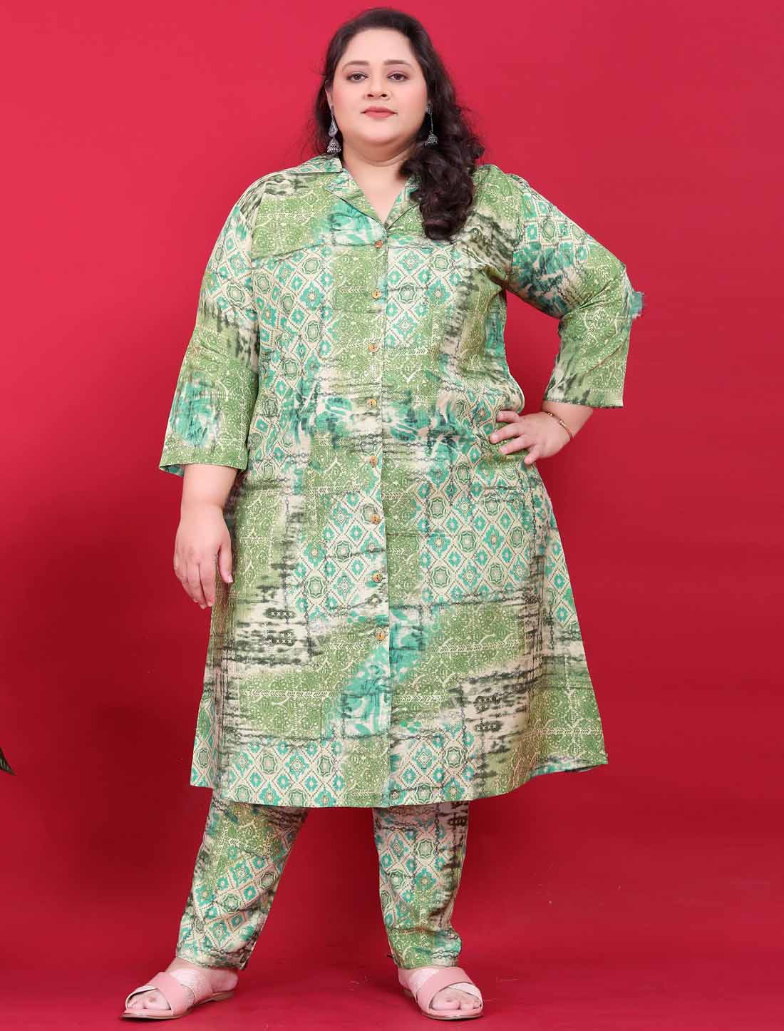Light Green Premium Vertical Exoprt Quality Ethnic Co-ord Sets