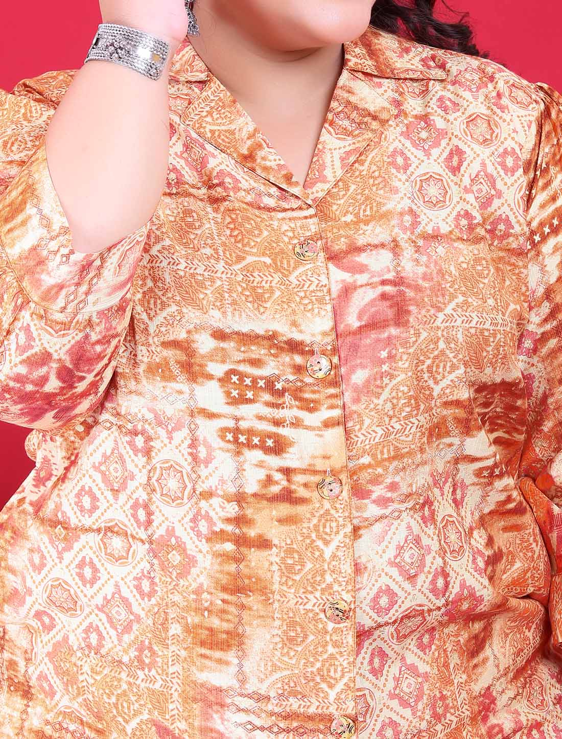 Light Orange Premium Vertical Exoprt Quality Ethnic Co-ord Sets