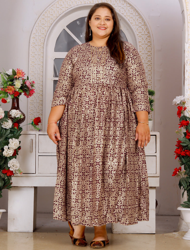 Marron Unique Big Size Fashion Trends Premium Rayon Long Kurti For Women