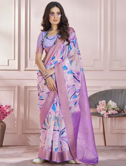 Soft Zari Ethnic Based Modal Silk Purple Saree