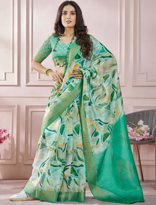 Ethnic Soft Zari Based Modal Silk Green Saree