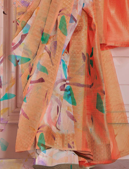 Modal Silk Peach Soft Zari Ethnic Saree