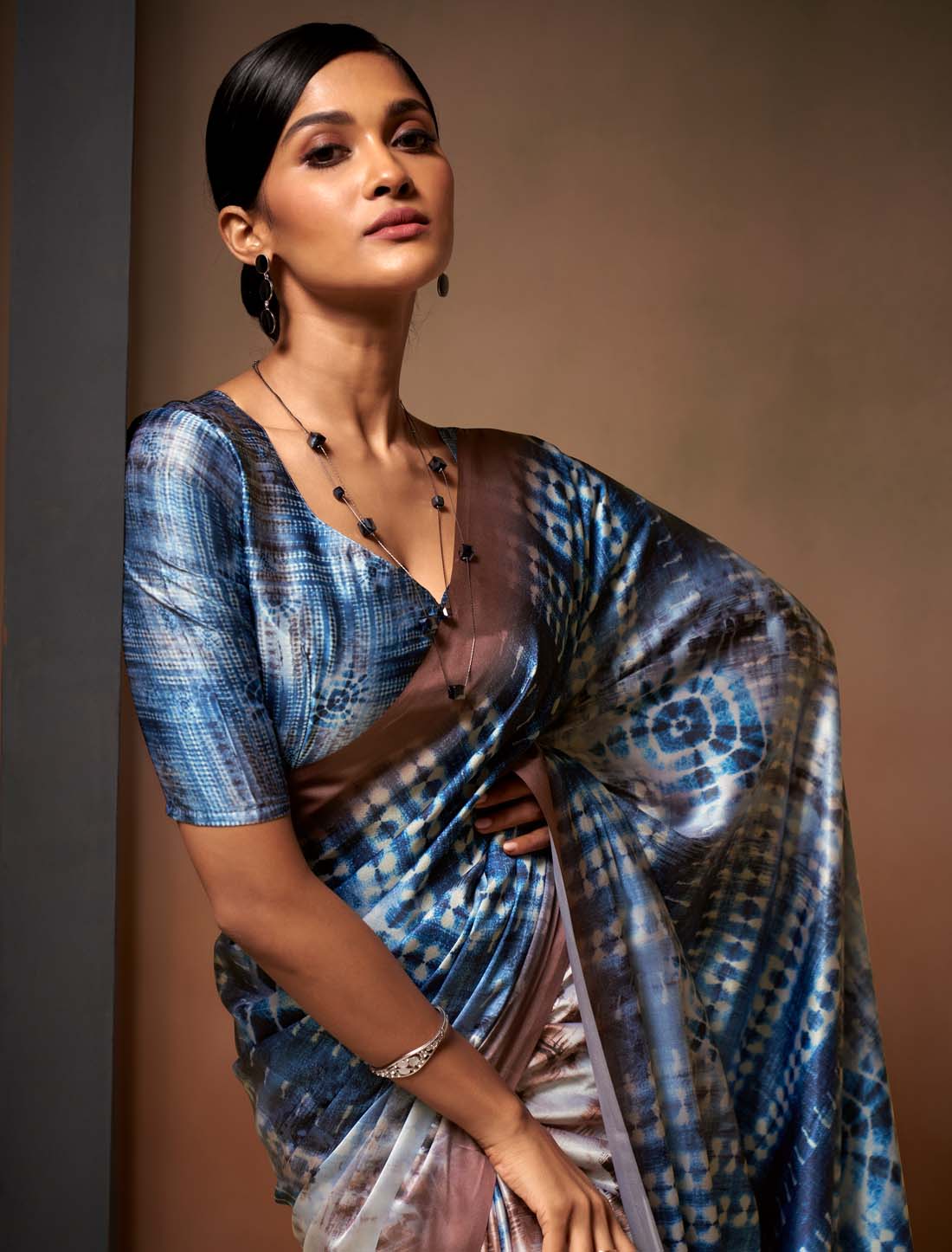 Ethnic Satin Silk With Digital Rainbow Print Saree