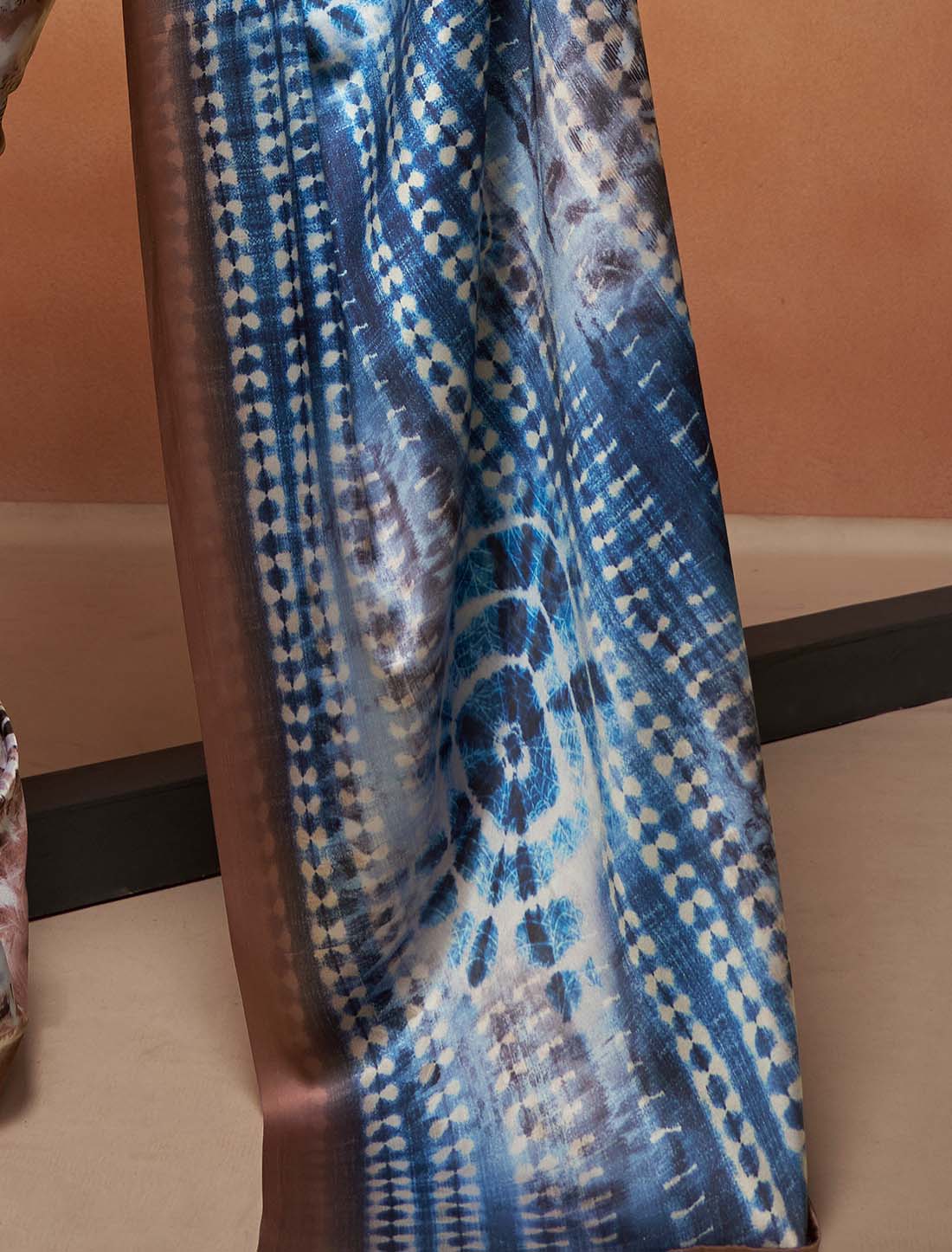Ethnic Satin Silk With Digital Rainbow Print Saree