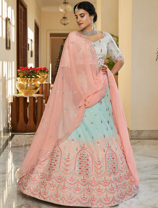 Traditional Art Silk Ethnic Mirror Work Wedding Women Lehenga Choli