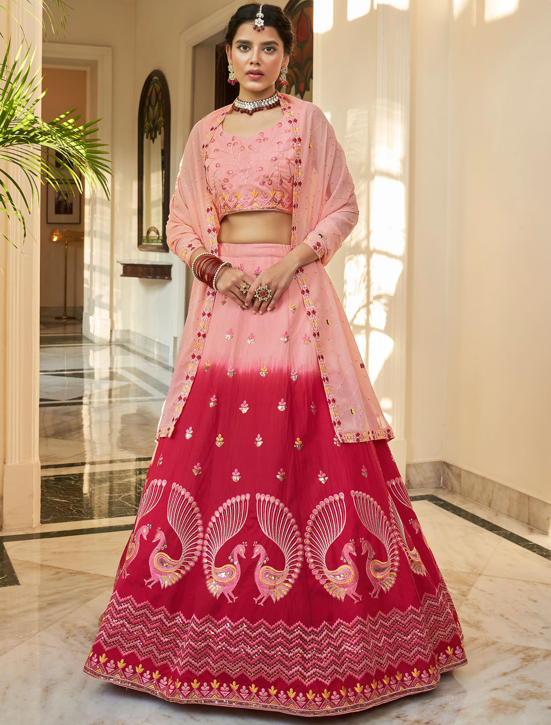 Art Silk Embroidered Wedding Wear Lehenga Choli