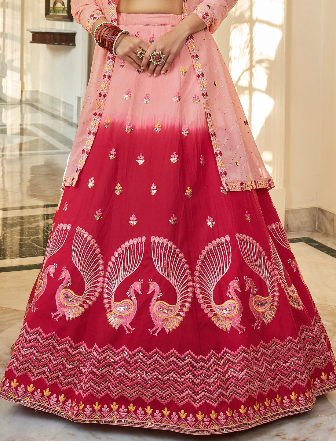 Art Silk Embroidered Wedding Wear Lehenga Choli