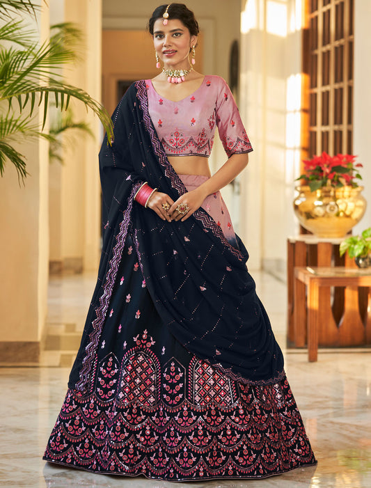 Art Silk Wedding Embroidered Ethnic Wear Lehenga Choli