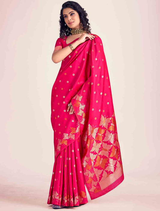 Ethnic Soft Banarasi Silk Weaving Party Wear Saree