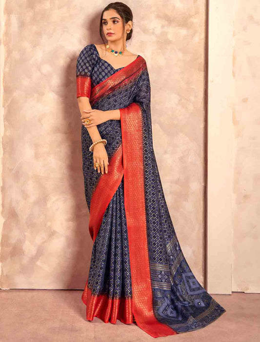 Soft Dola With Foil Print Party Wear Silk Saree