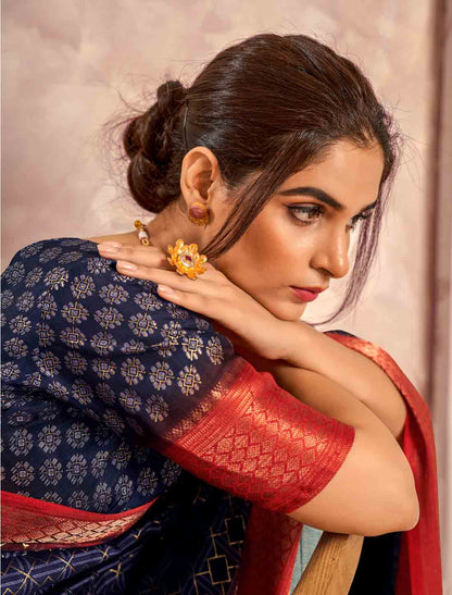 Soft Dola With Foil Print Party Wear Silk Saree