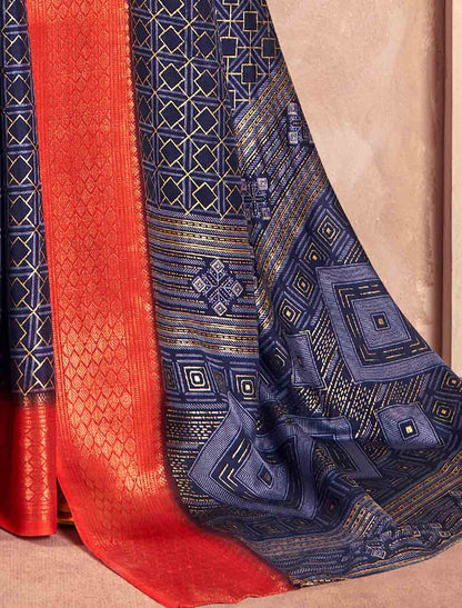 Soft Dola With Foil Print Party Wear Silk Saree