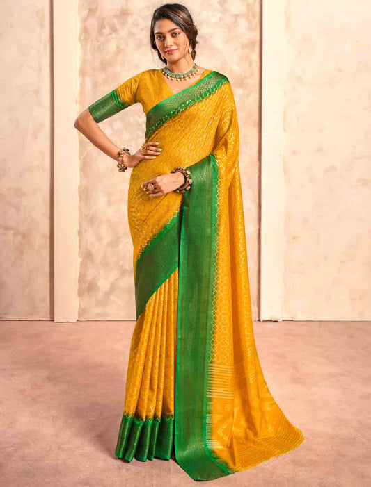 Foil Print Ethnic Soft Dola Silk Party Wear Saree