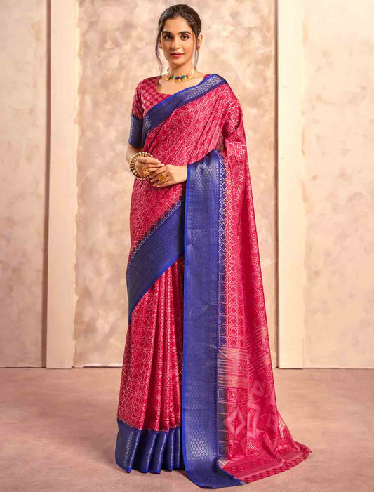 Party Wear Soft Dola With Foil Print Silk Saree