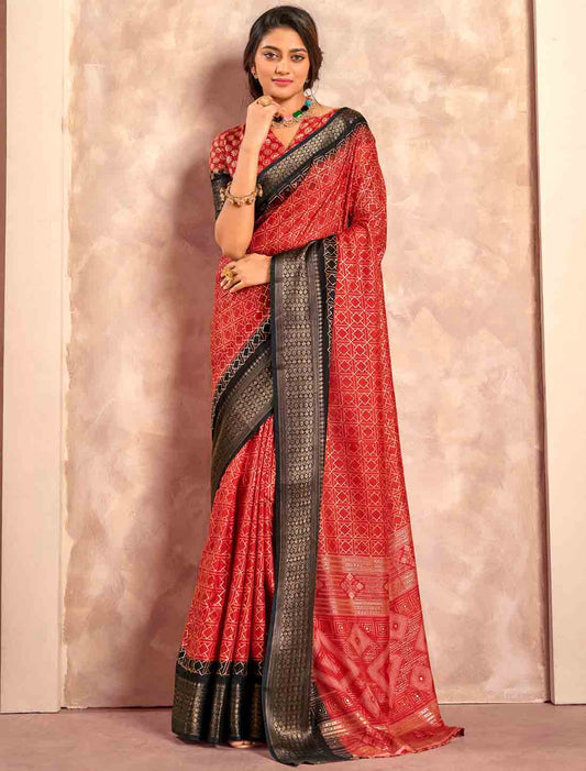 Soft Dola With Foil Print Silk Party Wear Ethnic Saree