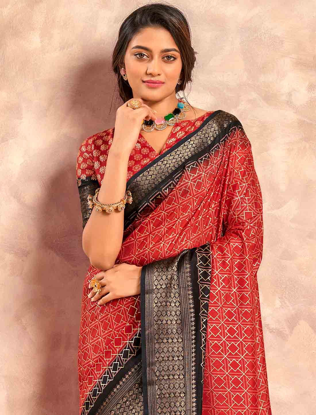 Soft Dola With Foil Print Silk Party Wear Ethnic Saree