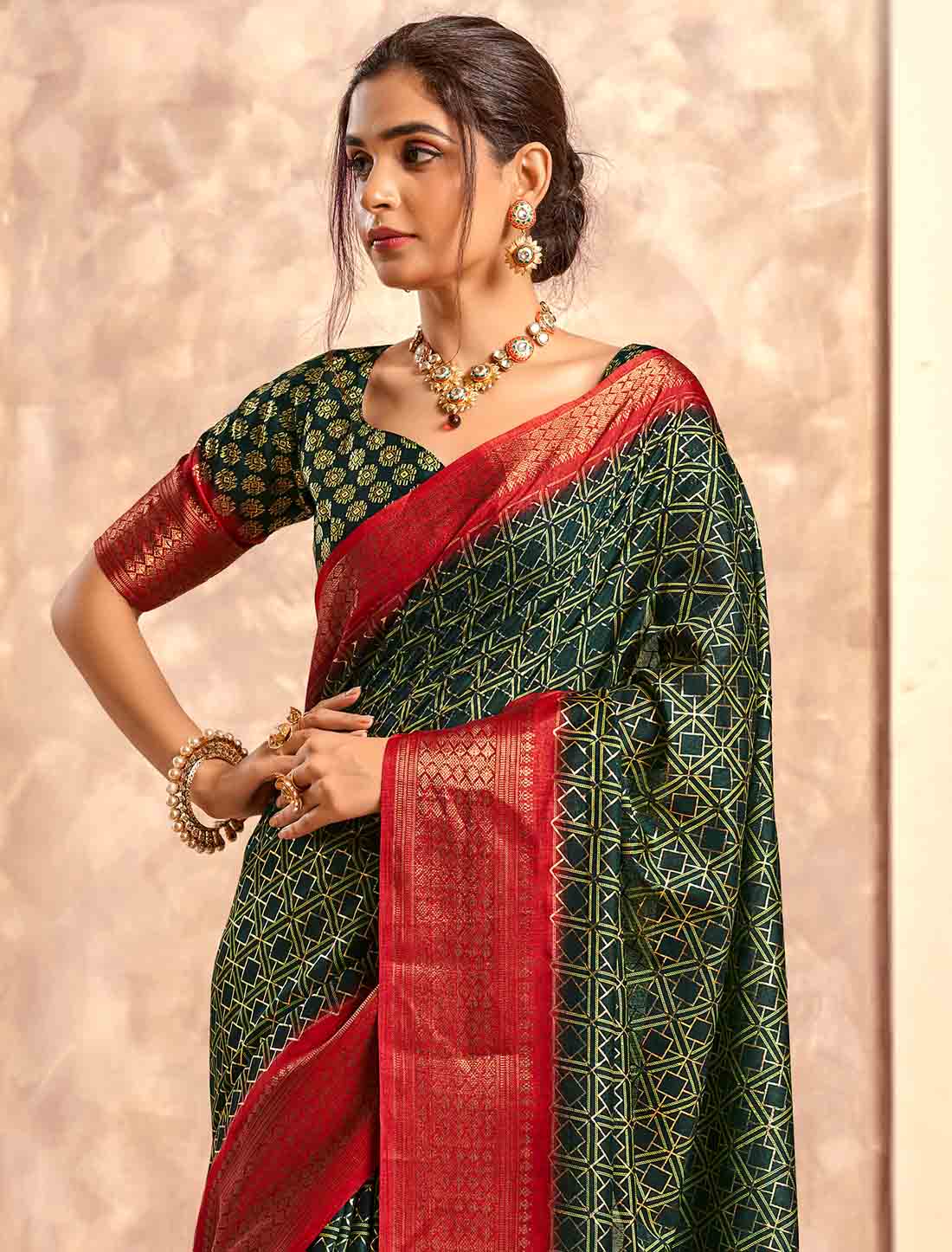 Soft Dola Party Wear Foil Print Ethnic Silk Saree
