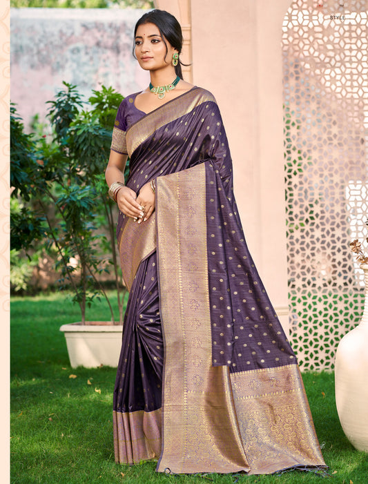 Purple Assam Silk Ethnic Traditional Wear Saree