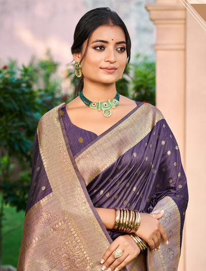 Purple Assam Silk Ethnic Traditional Wear Saree