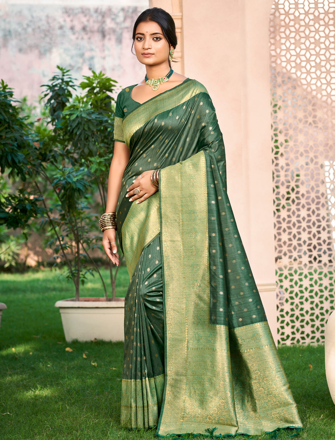 Green Ethnic Assam Silk Traditional Wear Saree