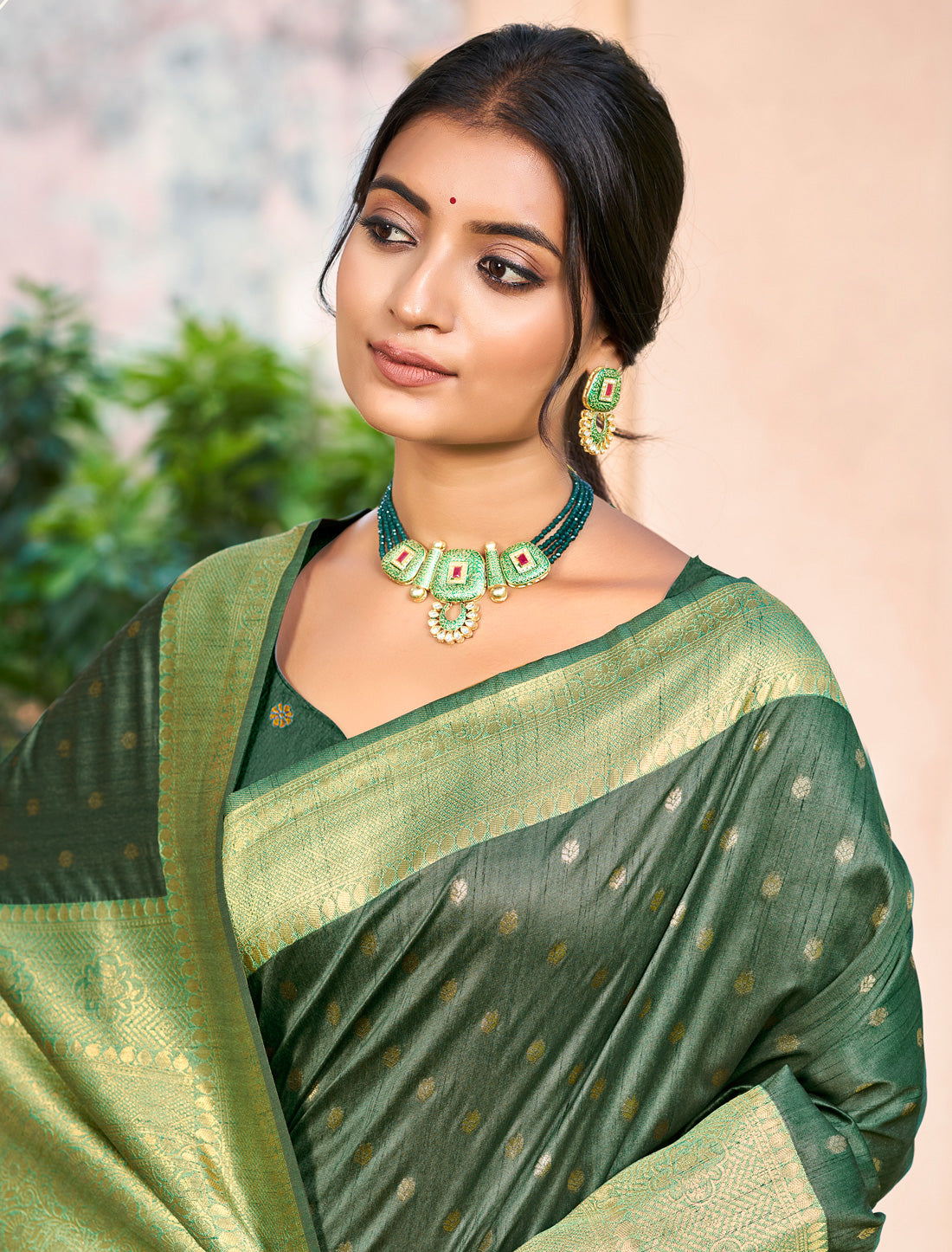 Green Ethnic Assam Silk Traditional Wear Saree