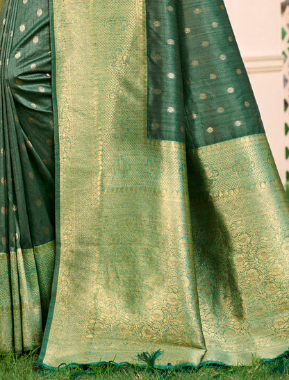 Green Ethnic Assam Silk Traditional Wear Saree
