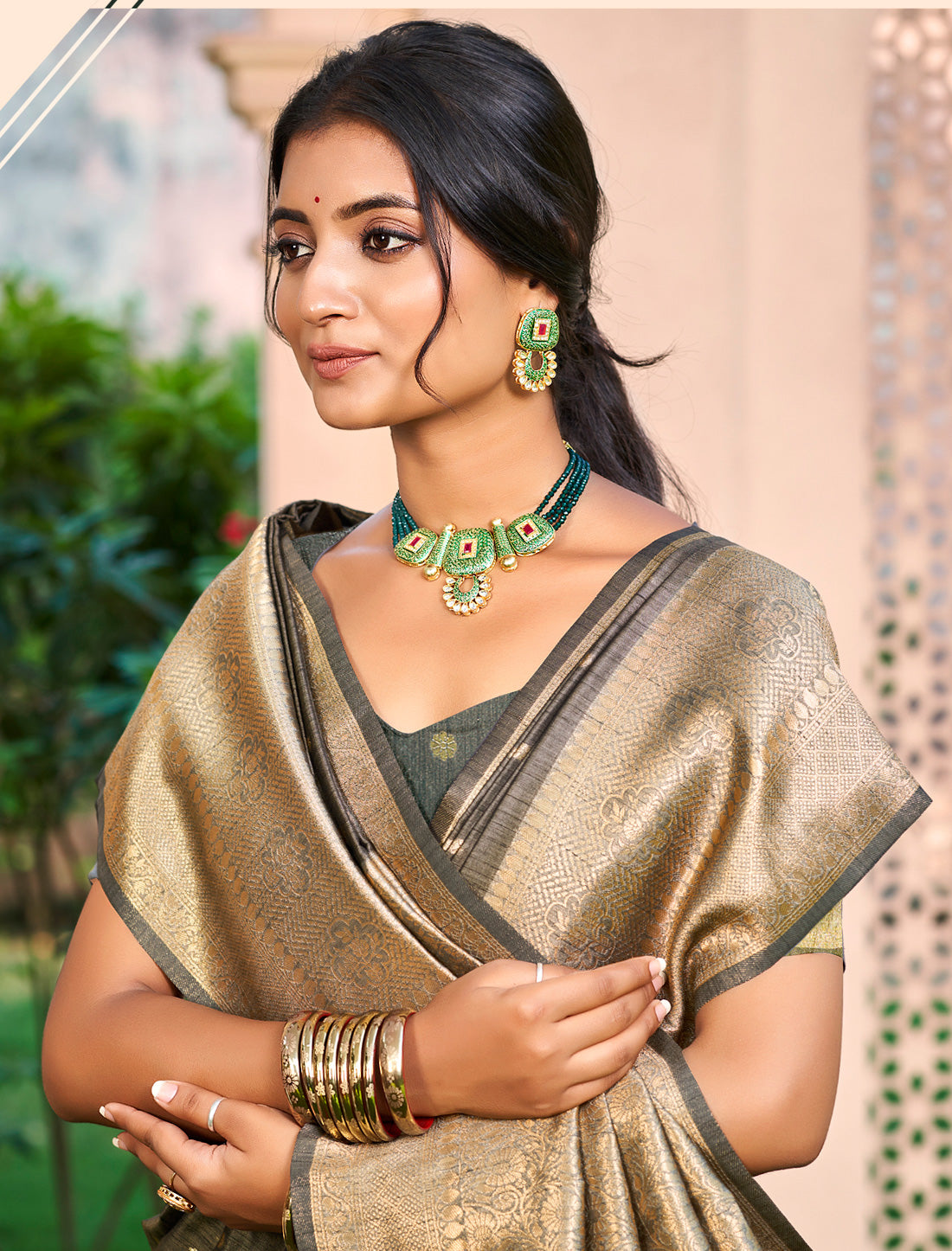 Dark Brown Assam Silk Traditional Wear Ethnic Saree