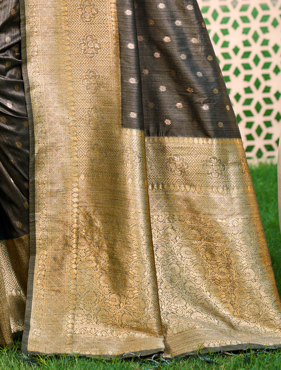 Dark Brown Assam Silk Traditional Wear Ethnic Saree