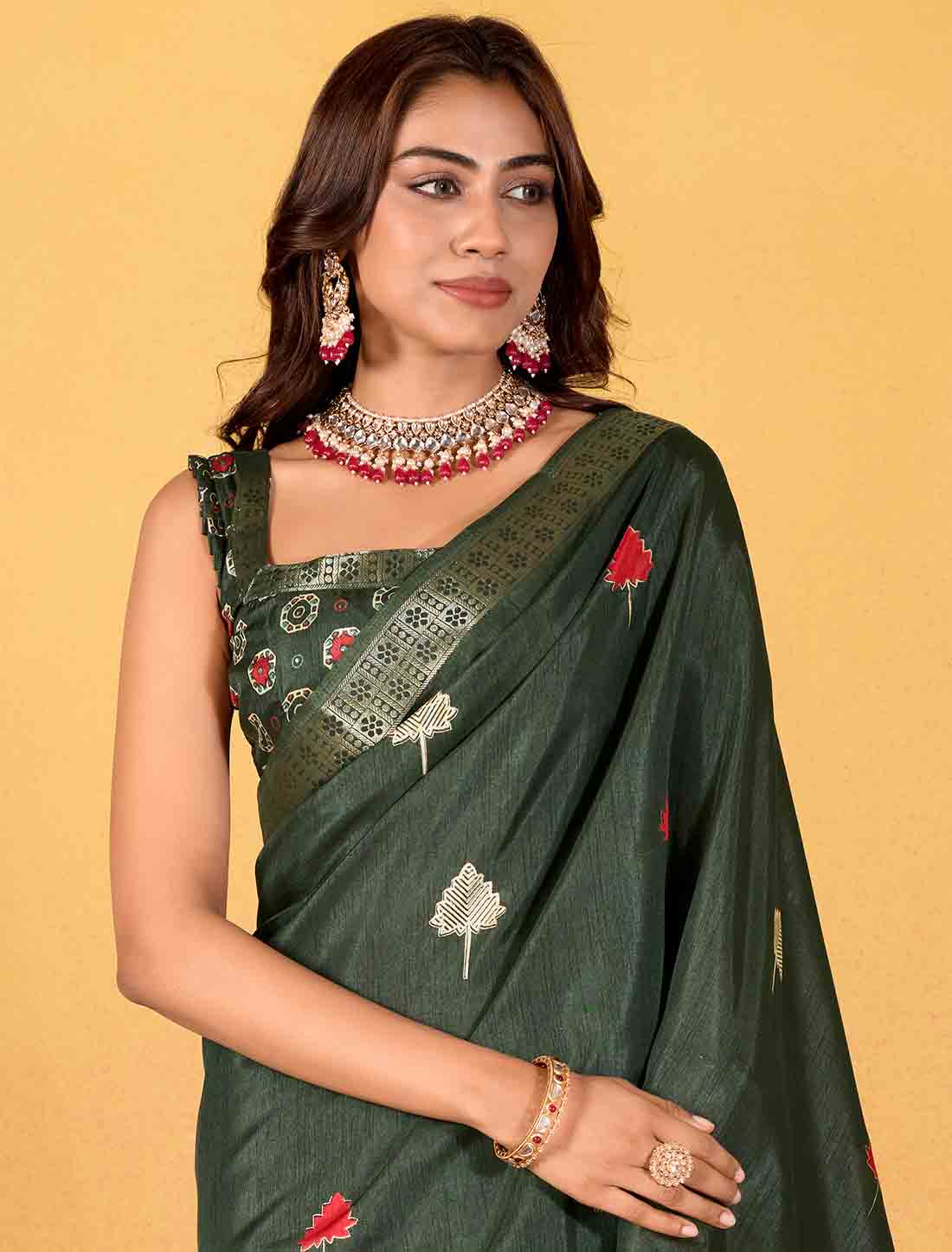 Soft Dola Silk With Foil Print Party Wear Ethnic Saree