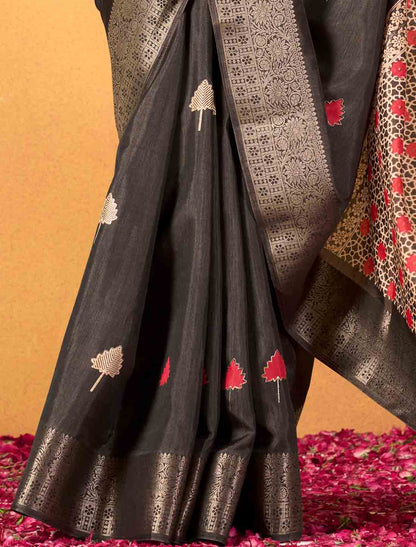 Ethnic Soft Dola With Foil Print Party Wear Silk Saree