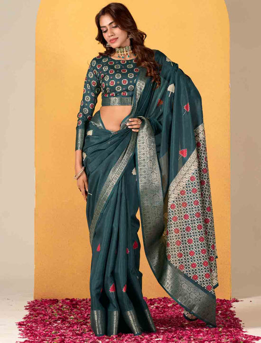 Foil Print With Soft Dola Party Wear Silk Ethnic Saree