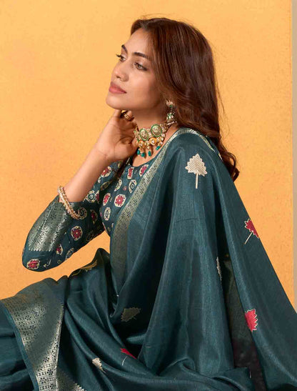 Foil Print With Soft Dola Party Wear Silk Ethnic Saree