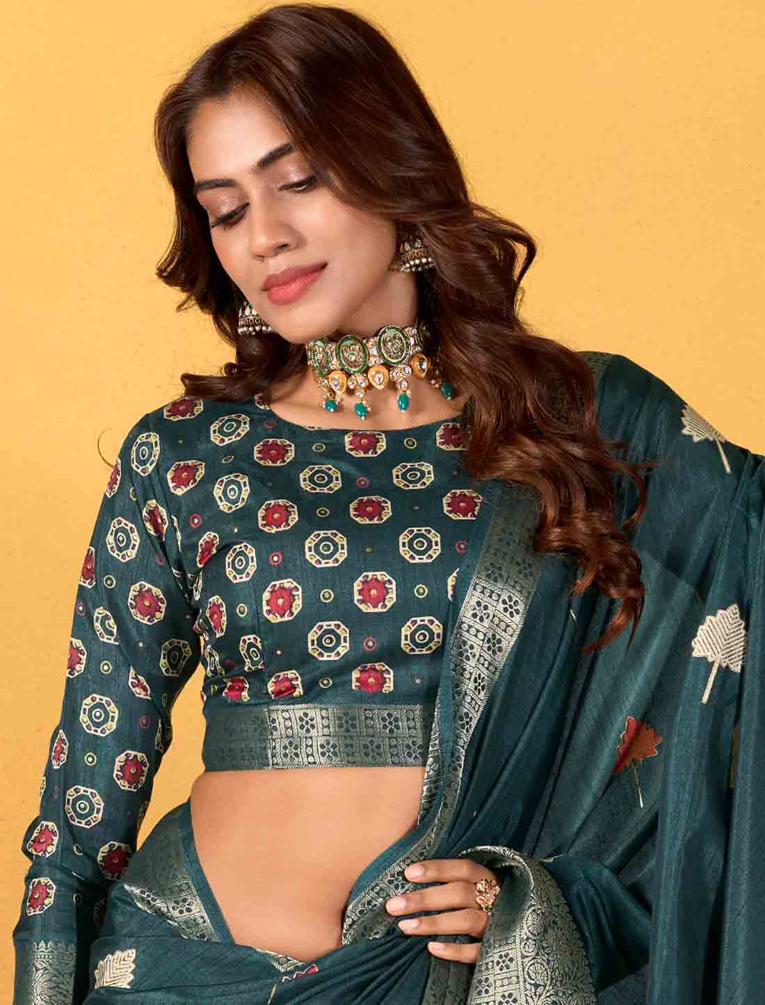 Foil Print With Soft Dola Party Wear Silk Ethnic Saree